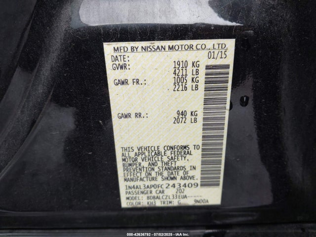 Nissan 2015 2015 1N4AL3AP0FC243409 Image 9