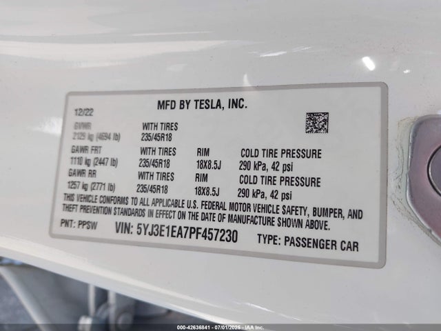 2023 TESLA MODEL 3 5YJ3E1EA7PF457230 Photo 8