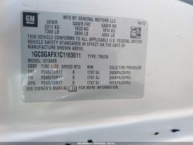 2012 CHEVROLET EXPRESS 1500 1GCSGAFX1C1163611 Photo 8