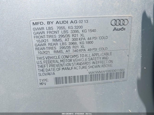 2013 AUDI Q7 WA1WMAFE0DD011502 Photo 8