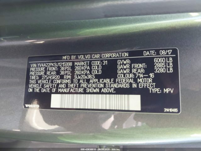 2018 VOLVO XC90 YV4A22PK9J1215998 Photo 8