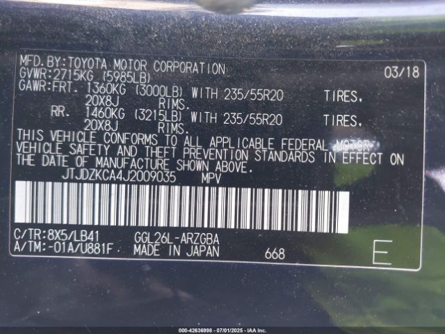 2018 LEXUS RX 350L JTJDZKCA4J2009035 Photo 8