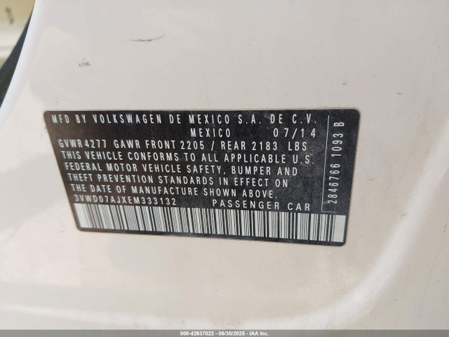 3VWD07AJXEM333132 Volkswagen 2014