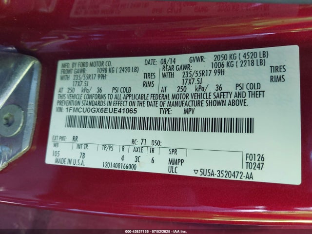 1FMCU0GX6EUE41065 Ford 2014