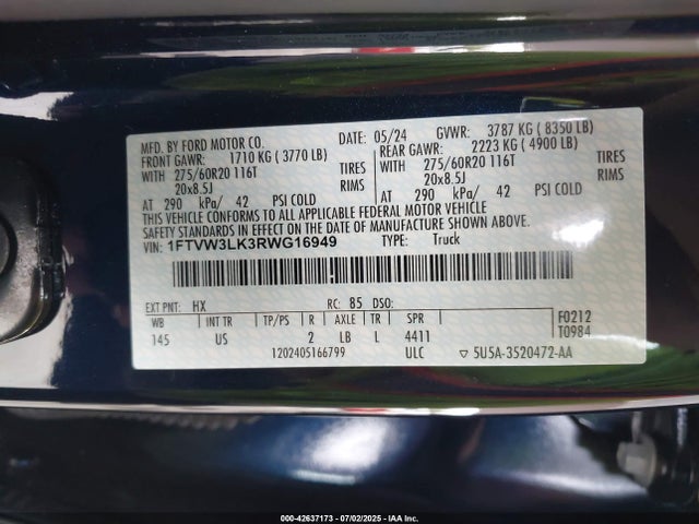 1FTVW3LK3RWG16949 Ford 2024