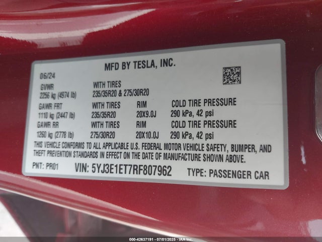 2024 TESLA MODEL 3 5YJ3E1ET7RF807962 Photo 8