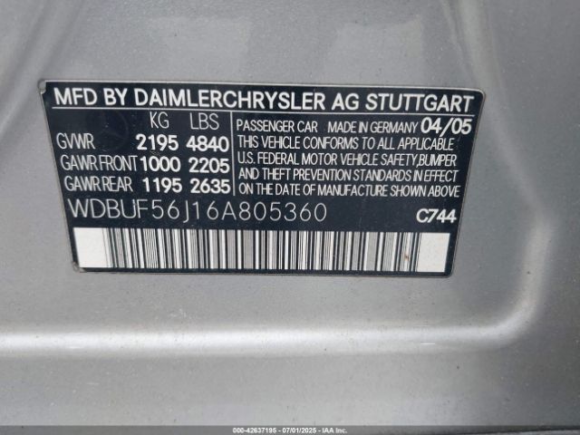 2006 MERCEDES-BENZ E 350 WDBUF56J16A805360 Photo 8