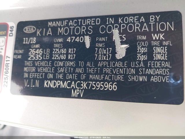 KIA gdi theta ii 2019 KNDPMCAC3K7595966 Image 9