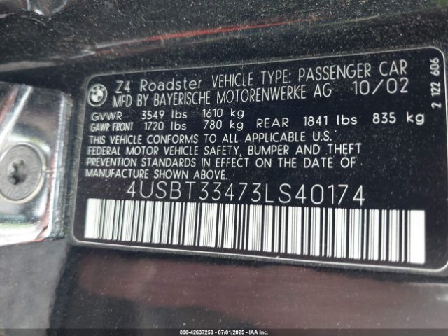 2003 BMW Z4 4USBT33473LS40174 Photo 8