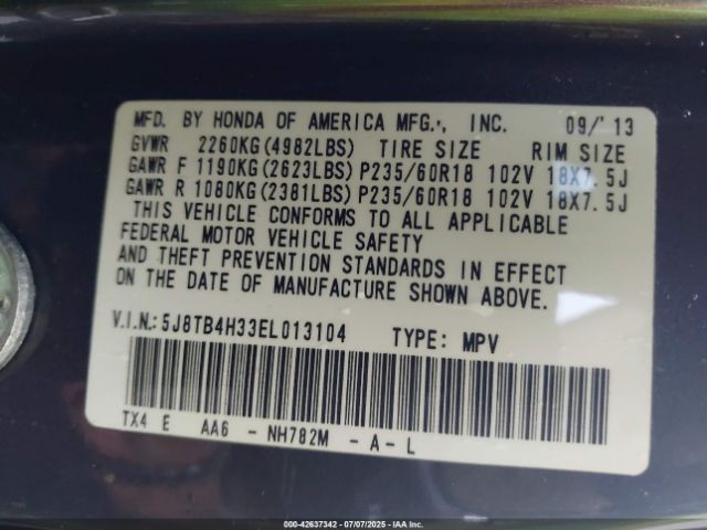 2014 ACURA RDX 5J8TB4H33EL013104 Photo 8