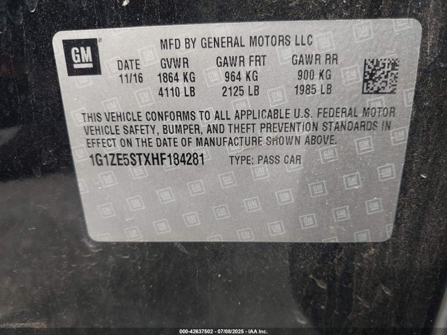 1G1ZE5STXHF184281 Chevrolet lfv - di: direct injection, vvt: variable valve timing, gen 1