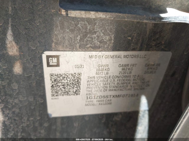 1G1ZD5STXMF071914 Chevrolet lfv - direct injection, variable valve timing, gen 1 gmna