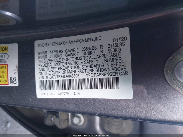 1HGCV1F34LA048395 Honda l15be