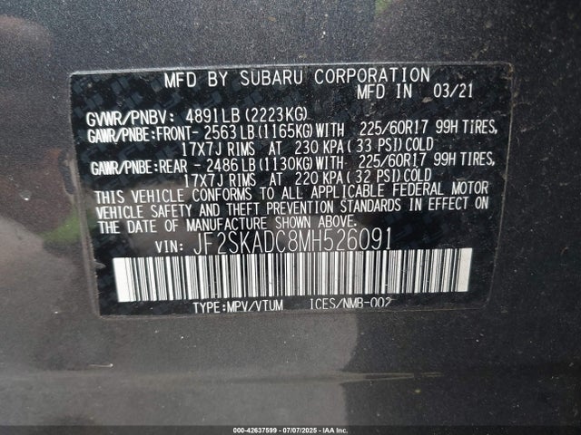 JF2SKADC8MH526091 Subaru na u5