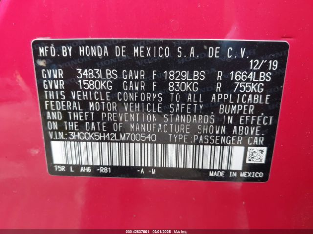 2020 HONDA FIT 3HGGK5H42LM700540 Photo 8