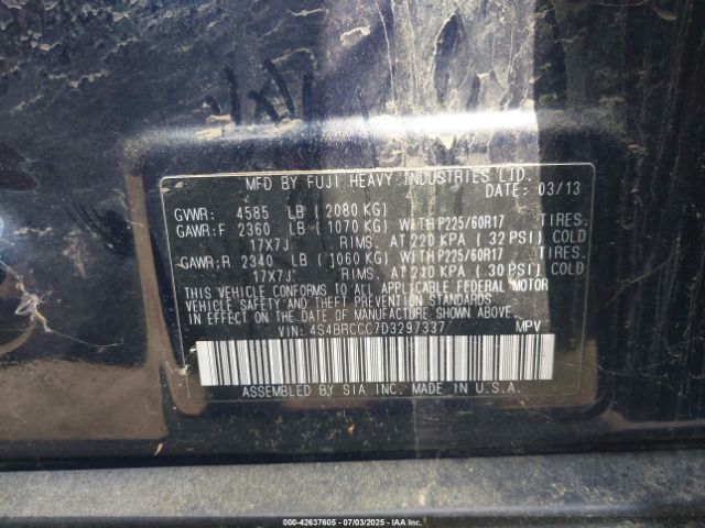 2013 SUBARU OUTBACK 4S4BRCCC7D3297337 Photo 8