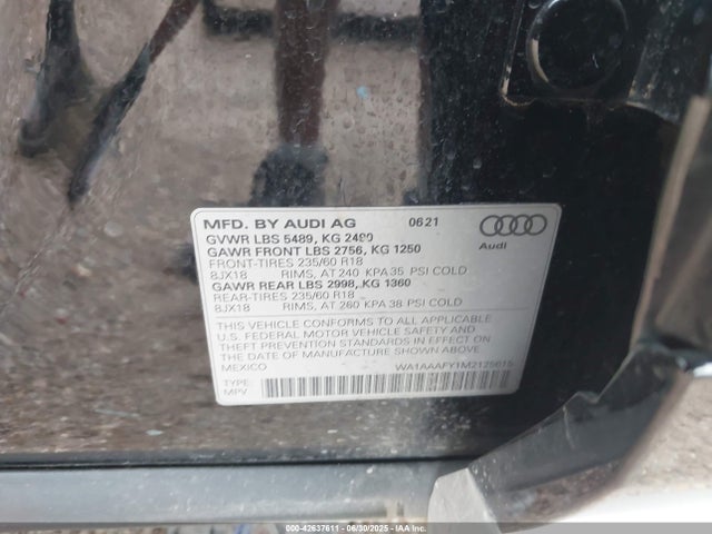 2021 AUDI Q5 WA1AAAFY1M2125615 Photo 8