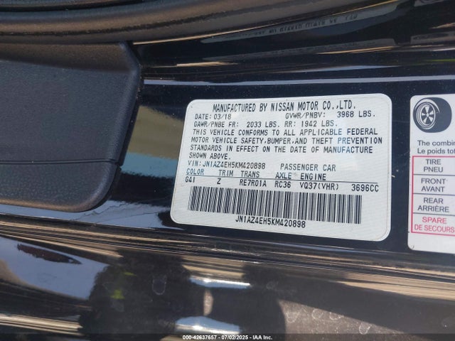 JN1AZ4EH5KM420898 Nissan 370Z