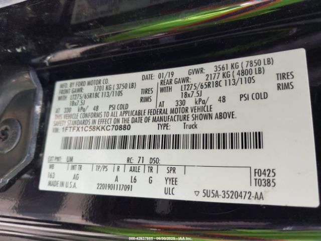 2019 FORD F-150 1FTFX1C58KKC70880 Photo 8