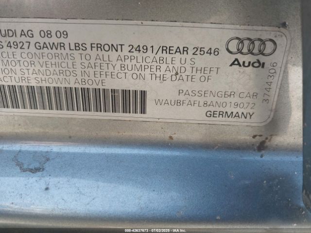 2010 AUDI A4 WAUBFAFL8AN019072 Photo 8