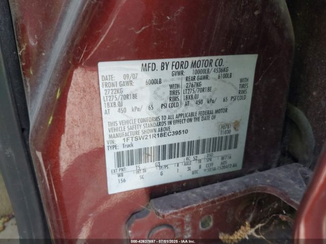 2008 FORD F-250 1FTSW21R18EC39510 Photo 8