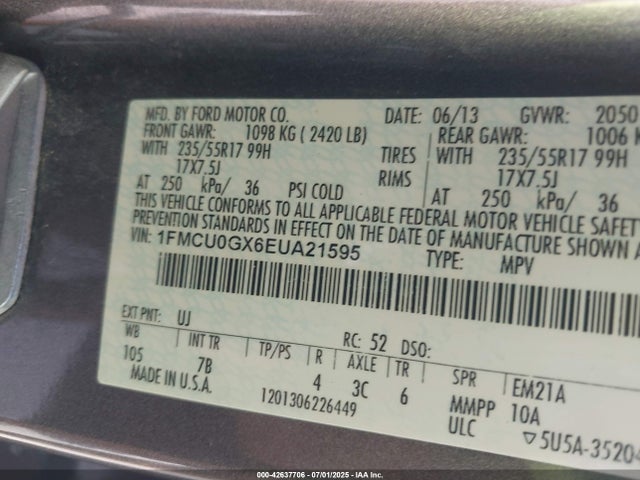 1FMCU0GX6EUA21595 Ford 2014