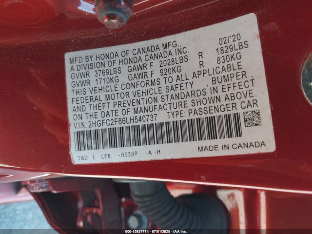 2HGFC2F66LH540737 Honda k20c2