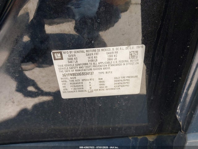 2016 CADILLAC SRX 3GYFNBE30GS534137 Photo 8