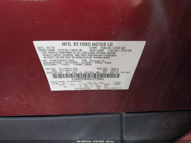 Ford Taurus 2014 1FAHP2F83EG172065 Image 9