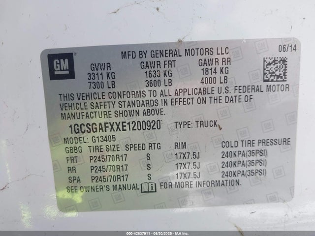 1GCSGAFXXE1200920 Chevrolet lu3 - 90 degree engine