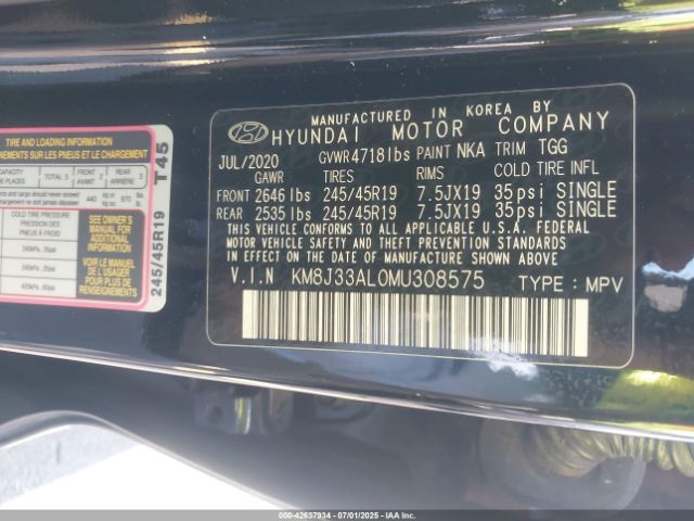 2021 HYUNDAI TUCSON KM8J33AL0MU308575 Photo 8