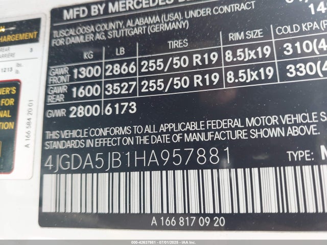 4JGDA5JB1HA957881 Mercedes-Benz m276