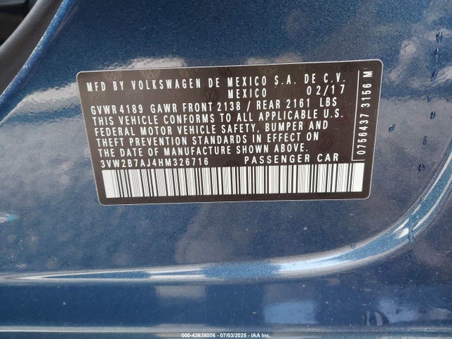 Volkswagen 1.4 tsi 2017 3VW2B7AJ4HM326716 Image 9