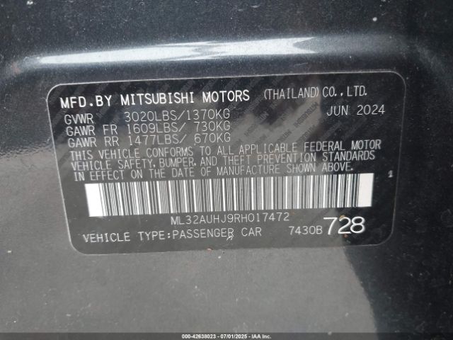 2024 MITSUBISHI MIRAGE ML32AUHJ9RH017472 Photo 8