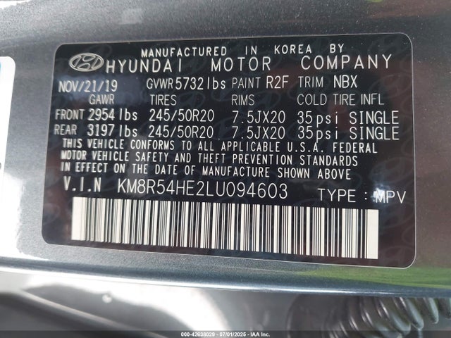 KM8R54HE2LU094603 Hyundai gdi lambda ii