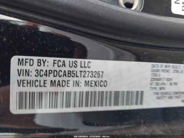 2020 DODGE JOURNEY 3C4PDCAB5LT273267 Photo 8