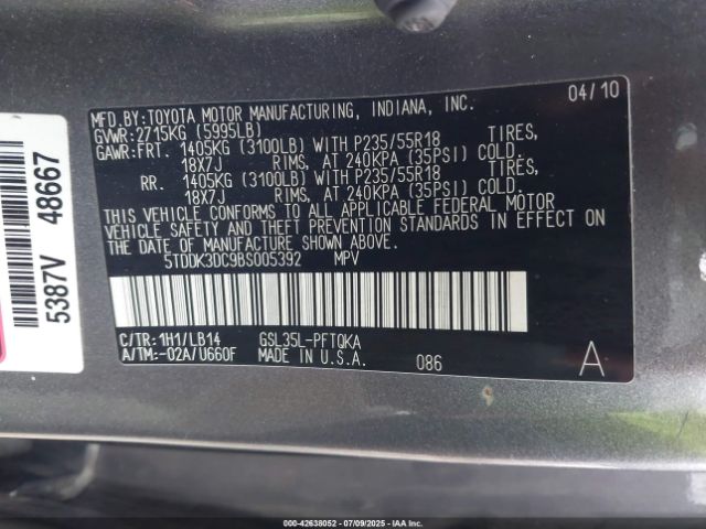 2011 TOYOTA SIENNA 5TDDK3DC9BS005392 Photo 8