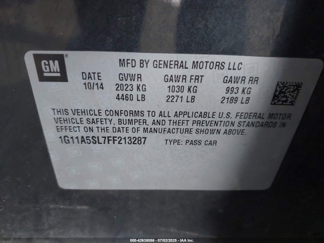 Chevrolet lkw 2015 1G11A5SL7FF213287 Image 9