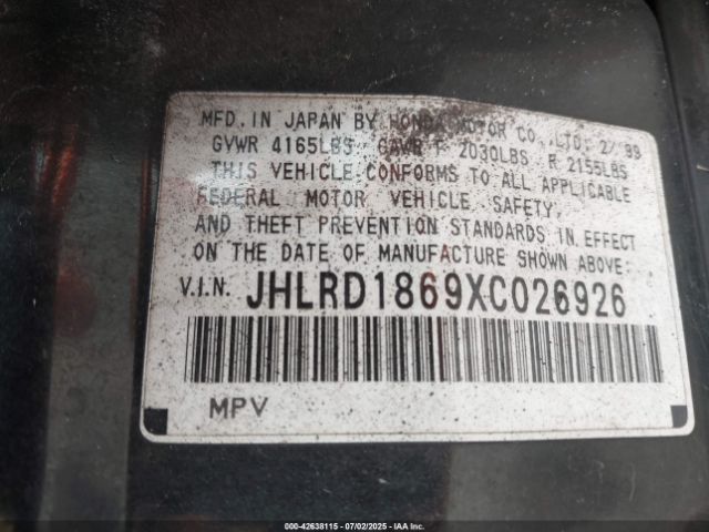 1999 HONDA CR-V JHLRD1869XC026926 Photo 8