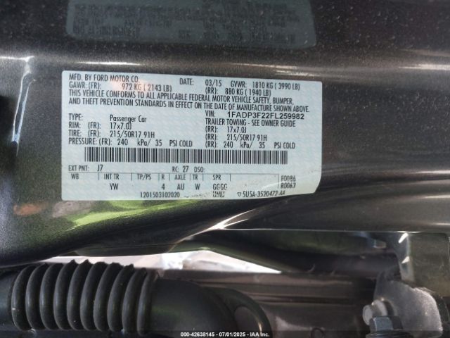 2015 FORD FOCUS 1FADP3F22FL259982 Photo 8