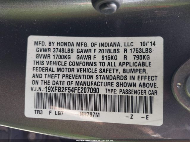 19XFB2F54FE207090 Honda r18z1
