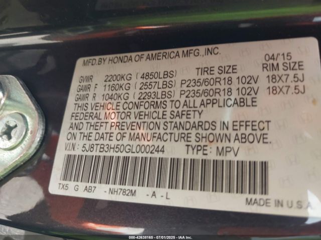 2016 ACURA RDX 5J8TB3H50GL000244 Photo 8