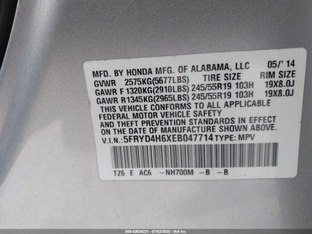 2014 ACURA MDX 5FRYD4H6XEB047714 Photo 8