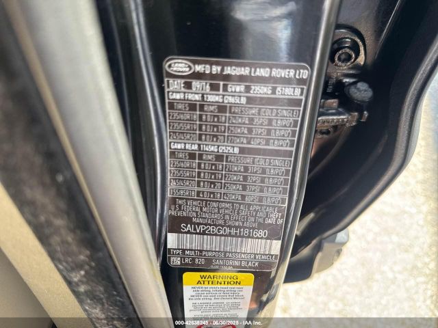 2017 LAND ROVER RANGE ROVER EVOQUE SALVP2BG0HH181680 Photo 8