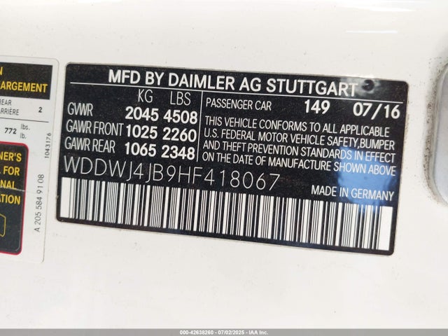 WDDWJ4JB9HF418067 Mercedes-Benz m274