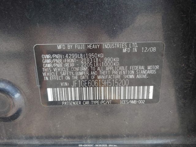2009 SUBARU IMPREZA JF1GE60619H515200 Photo 8