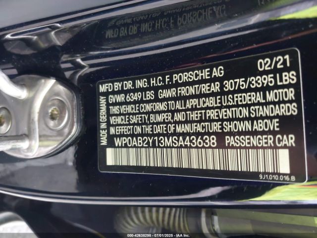 2021 PORSCHE TAYCAN WP0AB2Y13MSA43638 Photo 8