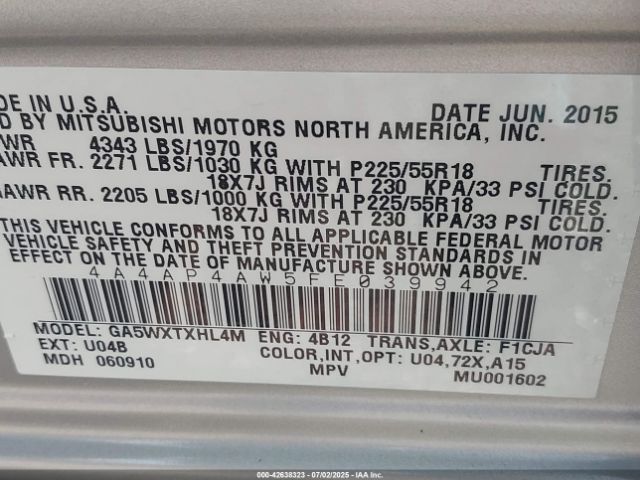 2015 MITSUBISHI OUTLANDER SPORT 4A4AP4AW5FE039942 Photo 8