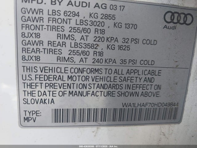 2017 AUDI Q7 WA1LHAF70HD049844 Photo 8