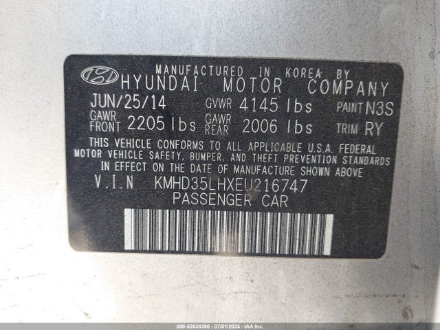 KMHD35LHXEU216747 Hyundai dohc gdi nu